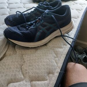 Asics Blue Athletic Shoes with Lace-Up Design and White Midsole